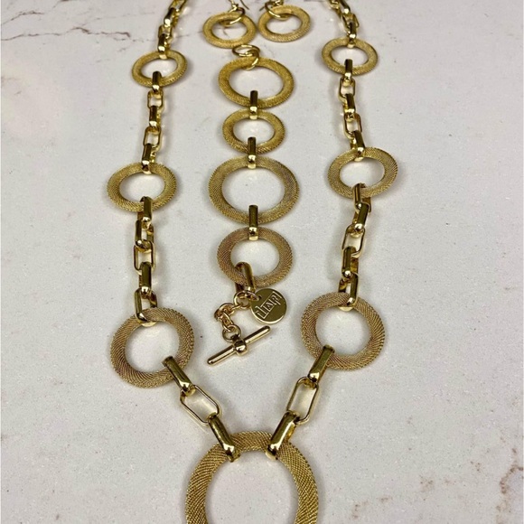 UnoAerre Jewelry - Elegant ITALY 18k Gold Plated Jewelry Necklace, Bracelet & Earrings Set Vintage
